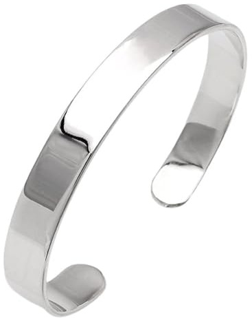 TreasureBay Herren 925 Sterling Silber Armreif – Klassisches, 10mm Breites Design, Verstellbar