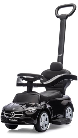 JAMARA 464027 Rutscher Mercedes-Benz C-Class 3in1 - Kinder Rutschauto mit Schubstange, Kinder Fahrzeug Indoor und Outdoor, Auto Spielzeug Rutscher, Geschenk für Kinder, Kippschutz