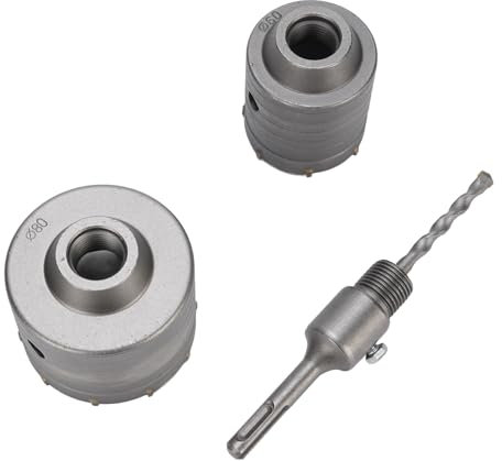 3 Piece Set Hole Saw Kit Hollow Opener Concrete Brick Aluminum Reaming for Masonry Air Conditioning Wall, Hole Saws