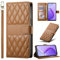 BaiFu Étui Portefeuille à Carreaux pour Samsung Galaxy M14 5G, Coque magnétique Compatible avec Samsung Galaxy M14 5G-Marron