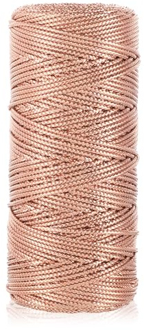 100M Roségold Metallic Kordel, 2mm x 100m Unelastisches Kordelband Zum Basteln, Ggoldene Dekoschnur Weihnachtsschnur in Metallic-Gold für Geschenkverpackungen DIY Bastelschnur