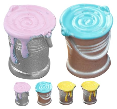 minkissy 6pcs Simulated Paint Bucket for Doll House Miniature Paint Bucket Models for Mini House Decoration and Miniature and