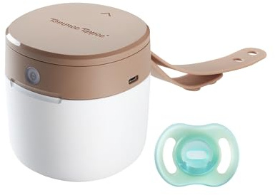 Tommee Tippee NightGlow Pod with Soother 0-6m Portable UV Steriliser | Charges Glow in the Dark Dummies in 2 Minutes, Battery or Mains-Powered USB Cable, Ultra-Light Design