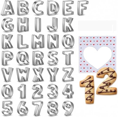 36 Pcs Stainless Steel Alphabet Number Cookie Cutters Set