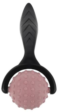ROMISBABA Rouleau de Massage Manuel Nuque Épaules Petit Masseur Portable à Picots en Plastique Rose Outil pour Muscles Prise Ergonomique, Massage Sportif et Détente Musculaire Bureau