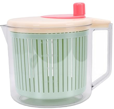 Asixxsix Centrifuga per Insalata, Lavatrice e Asciugatrice per Verdure in PP per Uso Alimentare con Pulsante di Arresto e Beccuccio di Scarico, Centrifuga Multifunzionale per Verdure, (stile 1)