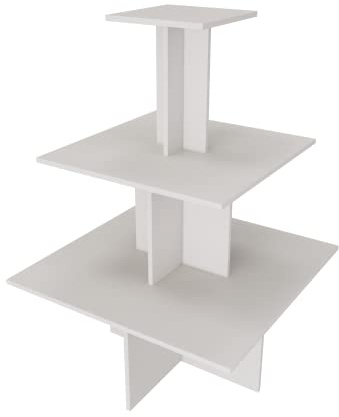 Dila GmbH Aigentlich Pyramidentisch New York, Lichtgrau | Verkaufstisch Verkaufsregal aus Holz, 3 Ebenen, Gesamthöhe: 135cm