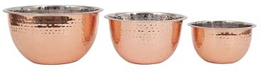 Creative Co-Op Hammered Stainless Steel Bowls in Copper Finish (Set of 3 Sizes)