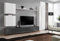 All4All Wohnwand SW 8 - Wohnzimmermöbel - Schrankwand für Wohnzimmer - Wohnzimmerschrank - Anbauwand Hängend -Modern - Weiß+Grau 21