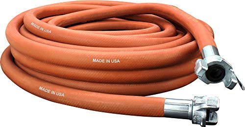 Milton Industries 1638 Industrial Jackhammer 50’ Rubber Air Hose with ¾” Universal Coupler – Made in USA, Red