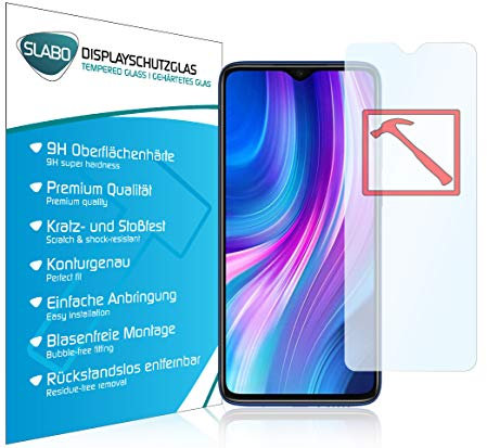 Slabo Lámina de Vidrio Premium para Xiaomi Redmi Note 8 Pro Protectora Protector de Pantalla Templado Tempered Glass Claro dureza 9H