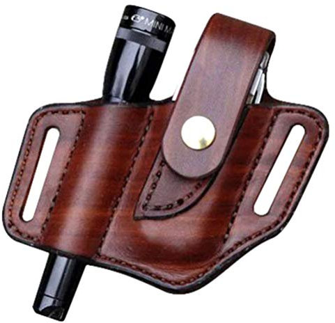 Tactical Multitool Holster, PU Cuero EDC Herramienta Bolsa de Almacenamiento EDC Bolsa Organizador Cinturón Bolsa Práctica Funda para Lápiz Táctico Linterna (Linterna No Incluida)