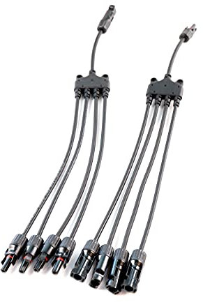 Offgridtec 4-fach T-Verbinder-Set für Solarmodule mit 54 cm 6 mm² Kabelverlängerung, Snap-In Verriegelung, Easy-Click System, IP67 Schutzklasse, bis zu 1000V DC, für Outdoor-Solaranlagen (1 Paar)