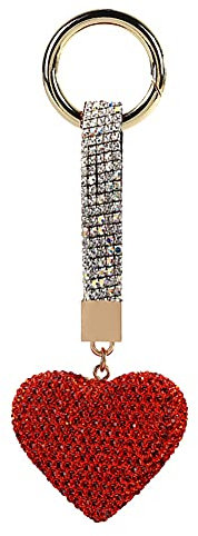 Zcargel Porte-clés en cristal, porte-clés créatif en forme de cœur avec boucle en strass, Rouge, taille unique