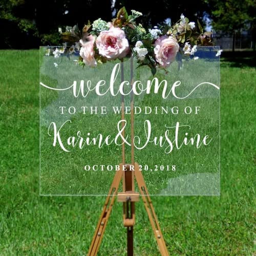 xingfa Aufkleber Welcome to Our Beginning Couples, für Hochzeitsempfang, Zuhause, selbstklebend, für Hochzeit, 24 x 42 cm, Vinyl, Klassisch, Weiß, Rechteckig, Hochzeitssticker