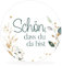 white&ivory, 50 runde Aufkleber, Sticker Schön, dass du da bist | stilvolles Design: floral | 4cm Durchmesser | selbstklebend | Gastgeschenke für Hochzeit Taufe Geburtstag