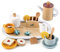 Little Log Wooden Tea Set for Little Girls, Wooden Toy Kids Pretend Play Tea Party Set Children's Kitchen Accessories with Play Food for Age 3+