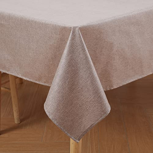 Homaxy Leinenoptik Tischdecke Abwaschbar Lotuseffekt Eckig 140 x 300 cm Tischtuch Leinendecke Wasserabweisend Tafeldecke Tischwäsche Fleckschutz, Leinen