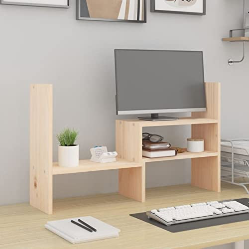 CIADAZ Monitorständer (39-72) x17x43 cm Massivholz Kiefer, Monitor Erhöhung, Schreibtischaufsatz, Monitor Erhöhung Schreibtisch, Bildschirm Erhöhung, Schreibtisch Regalaufsatz - 814009