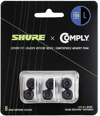Shure EACYF1-6L Comply 100 Serie schwarzer Schaum, Groß, 6 Pack