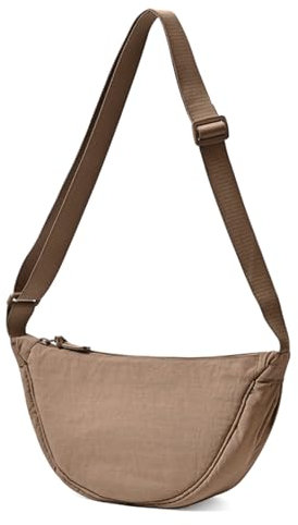 ANYWN Crossbody Bag Damen Halbmond Schultertasche, Hobo Casual Crossbody Bag, Einfarbige Tragbare Halbmond-Tasche Umhängetasche mit verstellbarer Schultergurt Braun