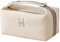 Lizbin Make-up-Tasche, Reise-Kulturbeutel, kleine Kosmetiktasche, tragbare Reise-Make-up-Tasche mit Griff, modische Canvas-Make-up-Organizer-Tasche, wasserabweisend, für Damen und Herren, Beige,