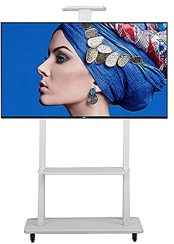 Mobile TV Cart for 55 65 70 Inch Flat Screen TVs, Height Adjustable Heavy-Duty Trolley TV Display Stand with Locking Wheels, Holds Up to 220 Lbs
