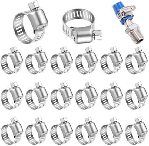 RXKFIGX 25 PCS Hose Clips Stainless Steel Worm Drive Clips for Pipe Hose 13-19 mm Jubilee Clips Adjustable 304 Stainless Steel Hose Clamps Worm Drive Pipes Hose Clamps Clips
