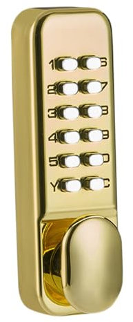 MagiDeal Serrure de Porte à Code Mécanique, Combinaison Dorée de Code Chiffres sans Clé, Verrouillage à Mot de Passe avec Poignée pour Porte, Or