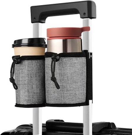 Travel Luggage Cup Holder, Airplane Drink Caddy Holder Attachment Bag, Portable Carry-on Drink Carrier, Travel Essentials Accessories for Flying Gifts (Grey)