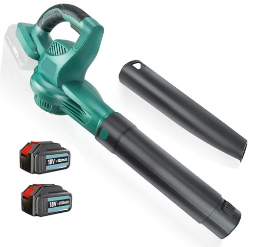Akku Laubbläser 18V, Elektrischer Laubbläser mit 2X 5.5AH Akku und Ladegerät, abnehmbares Rohr, 180CFM, für Garten, Rasenpflege, Gartenarbeit, Schneeräumung