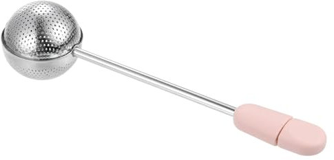 Sourcing Map 1 Pcs Pink Stainless Steel Tea Infuser, Round Tea Ball with Handle for Brewing Loose Leaf Tea