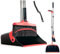FLOORINGTON Dustpan and Brush Sets Long Broom Long Handled Dustpan & Brush Set Sweeping Brush Household Dust Pan with Soft Brush for Indoor Outdoor Brush Free Mini Dustpan & Brush Set (RED & Black)