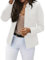 MEIbax Blazer pour Femme Elégant Décontracté Affaires Slim Manches Longues Bureau Veste Blazer Couleur Unie Oversize Vestes de Costume Court Tailleur Mi saison Mode Manteau Cardigan (White, S)