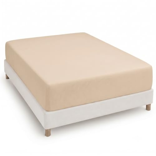 Degrees Home - Collection - Spannbettlaken – 100% Polyester, Hochwertige Mikrofaser, Rundum-Gummizug, Atmungsaktiv & Pflegeleicht, Oeko-Tex Standard - 200 X 190 X 33– Beige