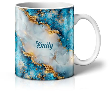 iCaseDesigner Personalised Marble Mug – Custom Name Luxury Agate & Geode Design Cup, Elegant Stone Effect Coffee Mug Gift - 6. Sapphire Crystal