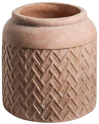 Beliani Pot de Fleurs Intérieur et Extérieur en Fibre d'argile Rond Jardinière Peinte 35 x 35 x 36 cm Beige Gerakas