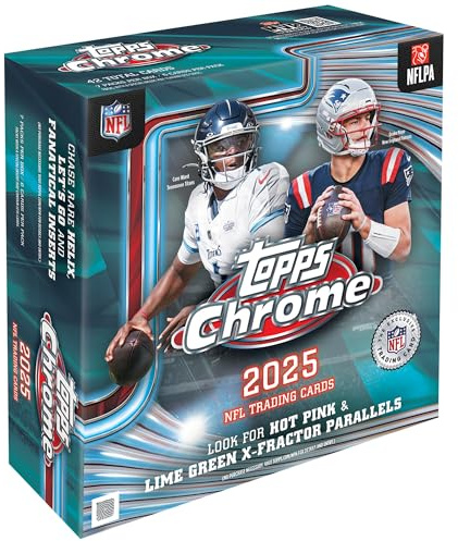 2025 Topps Chrome American Football, werksseitig versiegelt, Mega Box