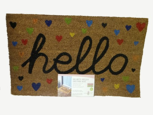 Smart Garden Hearty Heart Hello Coir Doormat PVC Backing Mat Indoor Outdoor