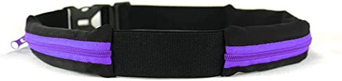 Ceinture Boa L'Original Sac Banane - 2 Poches Ultra Extensibles - Sport, Course a Pied, Jogging, Equitation, Fitness, Voyage, Randonnée -Range Telephone, Gourde, Anti Pick-Pocket Belt (Violet, M/L)