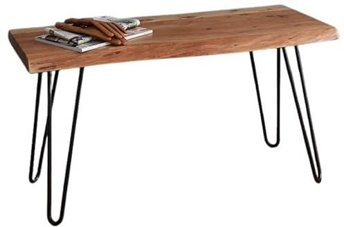 Alaterre Furniture Live Edge - Banco de Madera Maciza con Patas de Horquilla de Metal, Banco de Entrada Moderno Industrial de 36 Pulgadas con diseño Minimalista, Muebles para Entrada, Comedor, Cocina