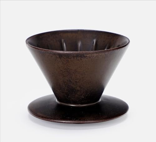 globe faith Keramik-Kaffeetropfer, Retro-Kegel-Kaffeemaschine, tragbarer Mini-Kaffeemaschine, manueller Handtropf-Kaffeebrauer für Camping, Reisen, Büro, Familie, 1–4 Tassen (antikes Kupferbraun)