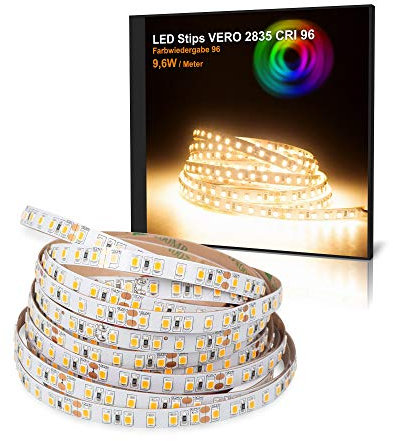 Mextronic LED-Streifen/LED Strip warmweiß diommbar (3000K) CRI 96, 48W, 5 Meter IP20 [Energieeffzienzklasse F]