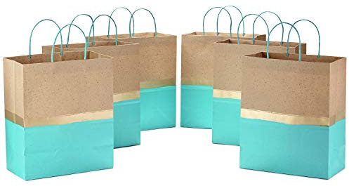 Hallmark 5EGB6398 Geschenktüten-Set, groß, steifer Griff, 6 Stück Geschenktasche, Papier, Türkis/Ausflug, einfarbig (Getaway Solids)
