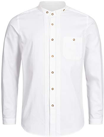 Stockerpoint Chemise Traditionnelle (modèle: OC-Fredi), Blanc avec col Montant, Coupe Droite (M)