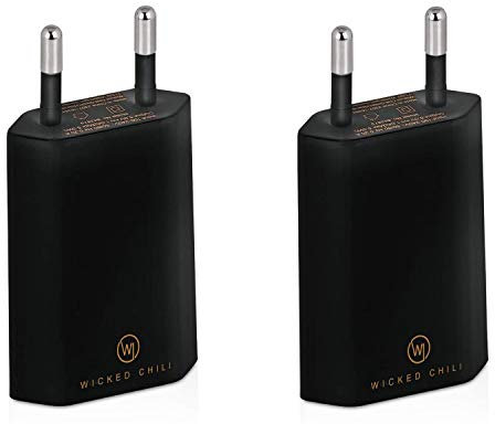 Wicked Chili 2X Pro Series Netzteil USB Adapter kompatibel mit Apple iPhone, Samsung Galaxy/Handy Ladegerät, Smartphone Netzstecker (1A, 5V) schwarz