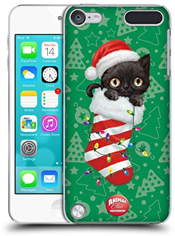 Head Case Designs Offizielle Animal Club International Katze 2 Weihnachts Socken Harte Rueckseiten Handyhülle Hülle Huelle kompatibel mit Apple iPod Touch 5G 5th Gen