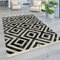 Paco Home Moderner Outdoor Teppich Geometrisches Rauten-Muster im Vintage-Look Flachgewebe Wetterfest & Pflegeleicht für Garten, Terrasse & Balkon, Grösse:80x150 cm, Farbe:Schwarz Weiß