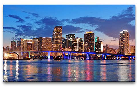 Bilder XXL Miami Skyline 120x70cm Wandbild auf Leinwand