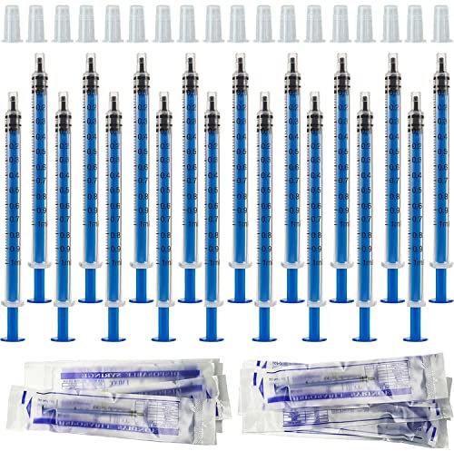 Siringhe di plastica da 18 pezzi da 1 ml, siringa con tappi (senza ago) Siringa di dosaggio dell'olio per misurazione di liquidi per alimentazione di animali domestici, laboratori scientifici